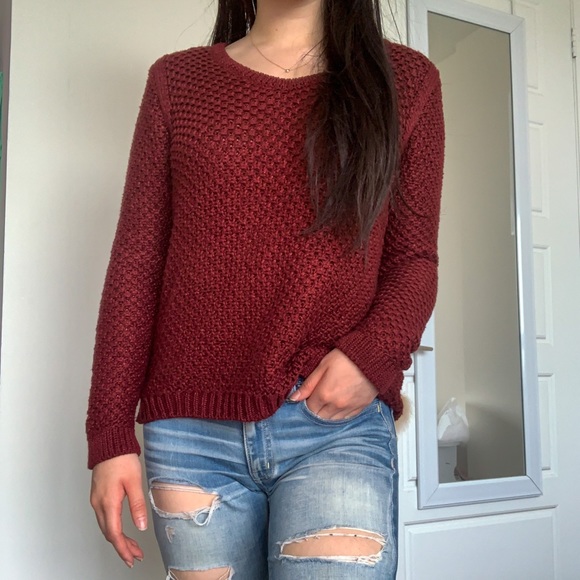 COPY - Massimo Dutti Burgundy Knitted Sweater - Picture 2 of 2